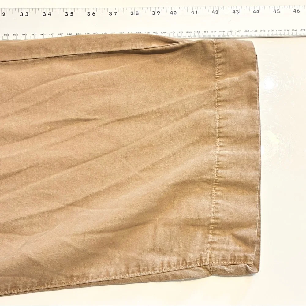 Zara Pants S Brown Linen Wide Leg Belted